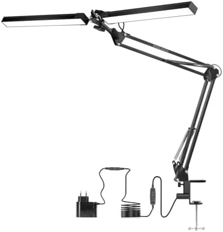 BROLAVIYA Overhead Double Head LED Desk Lamp Light