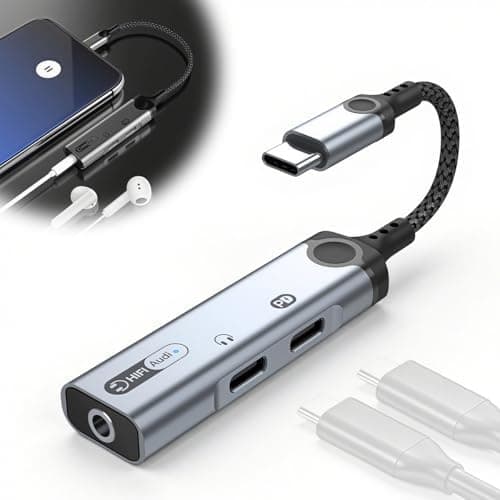 Verilux 3-in-1 Type-C to 3.5mm Hi-Res Audio Adapter with 60W PD