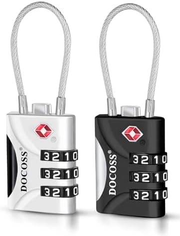 TSA-Approved Cable Luggage Locks with 3-Digit Combination (2-Pack)