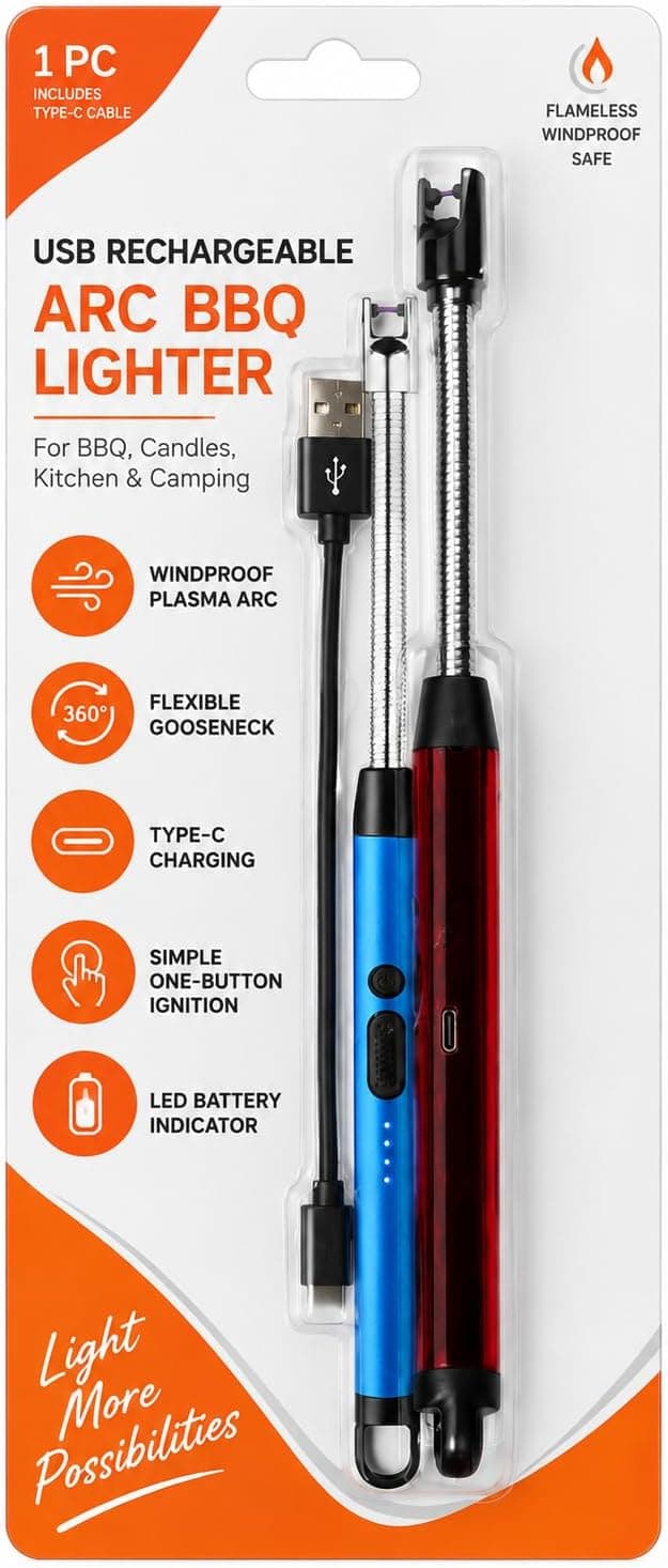 Windproof USB Rechargeable Electric Plasma Arc Candle Lighter