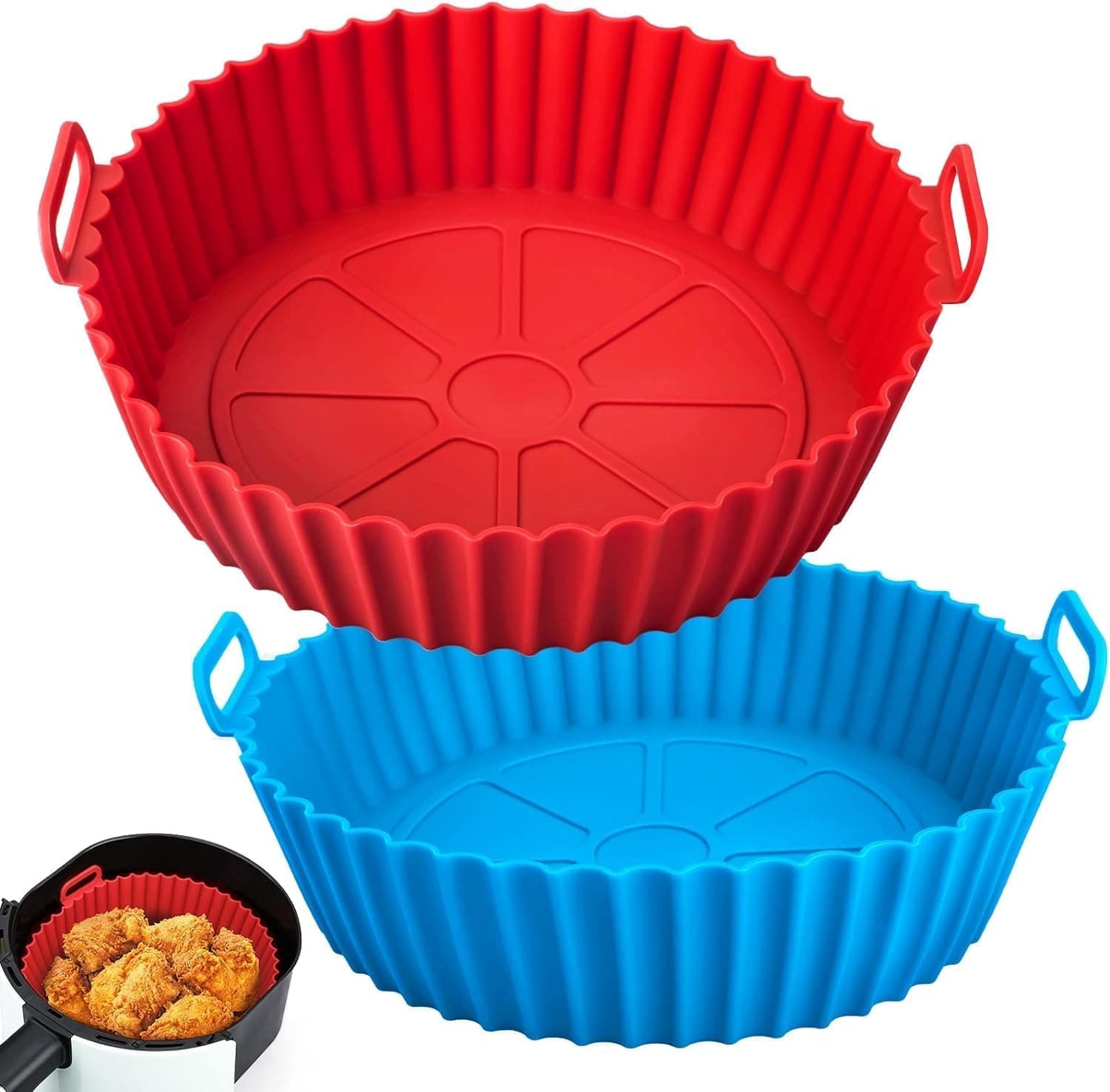Aesthetic Fluted Silicone Air Fryer Round Cake Pan Mold