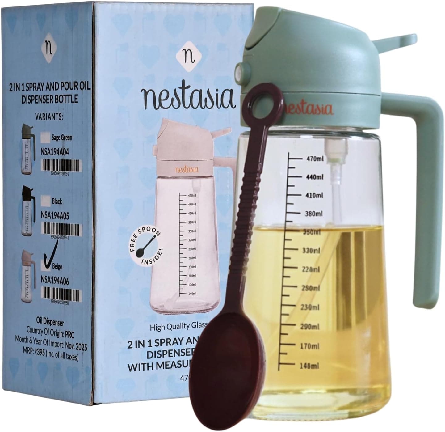 Continuous Mist Glass Olive Oil Sprayer Dispenser