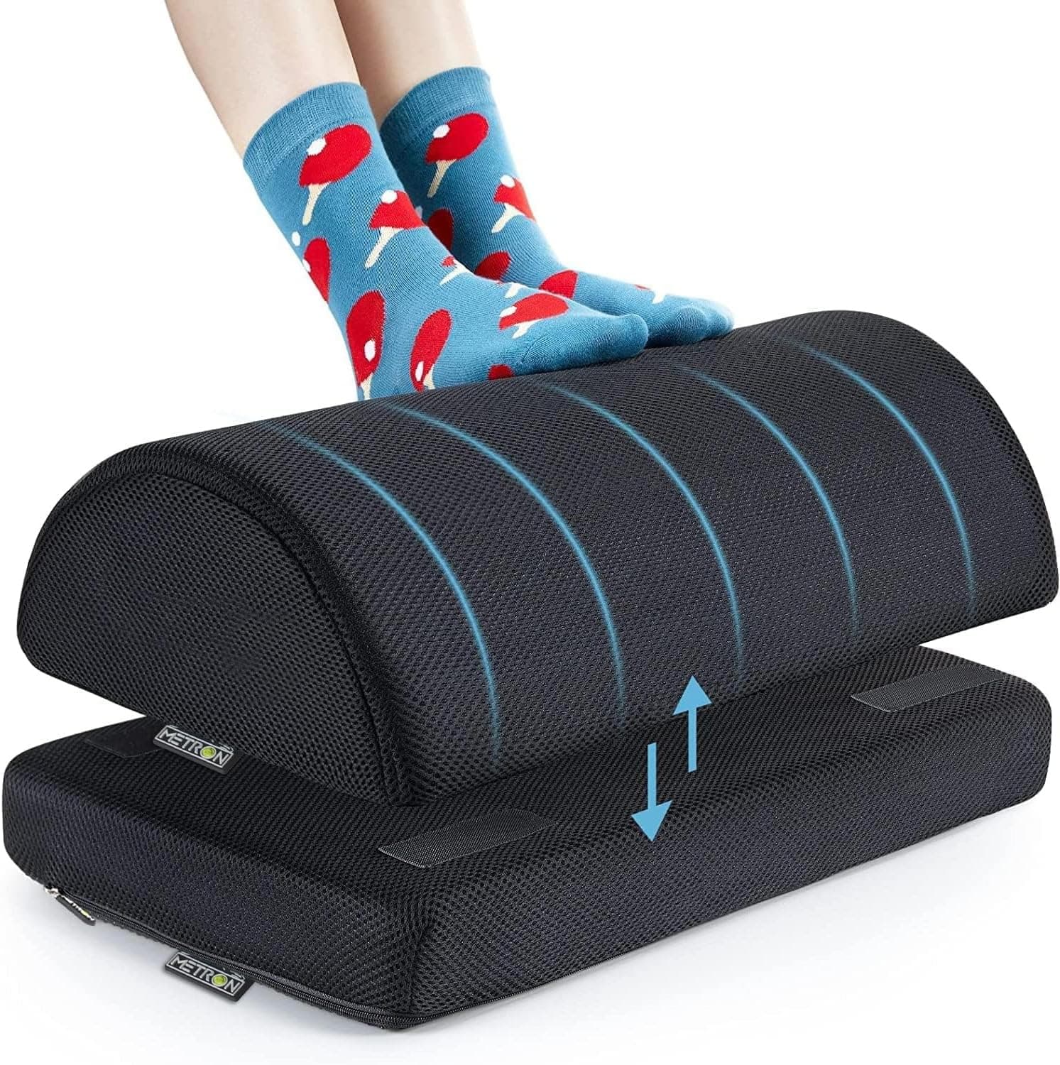 Adjustable Under-Desk Footrest with Massage Rollers