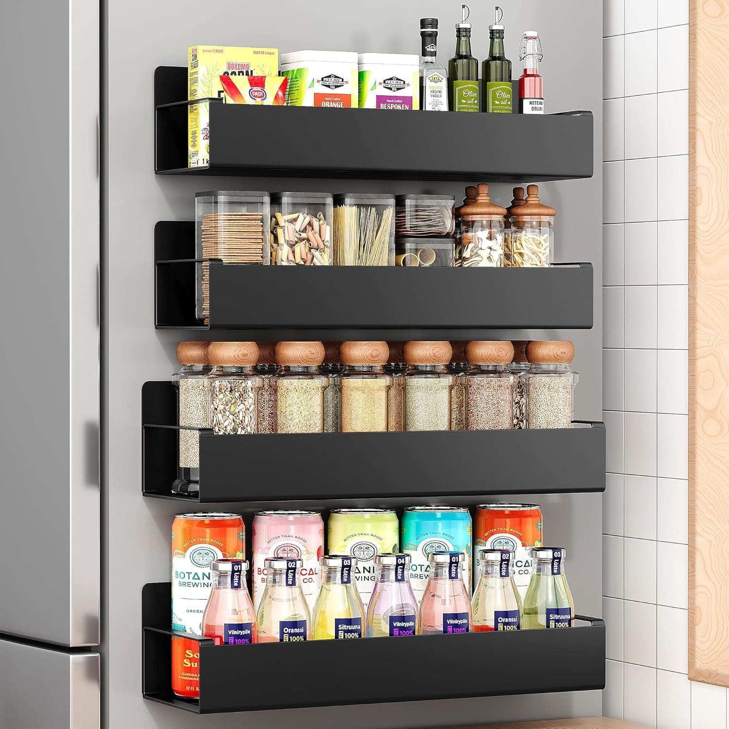 Heavy-Duty Magnetic Fridge Spice Rack Organizers (4-Pack)