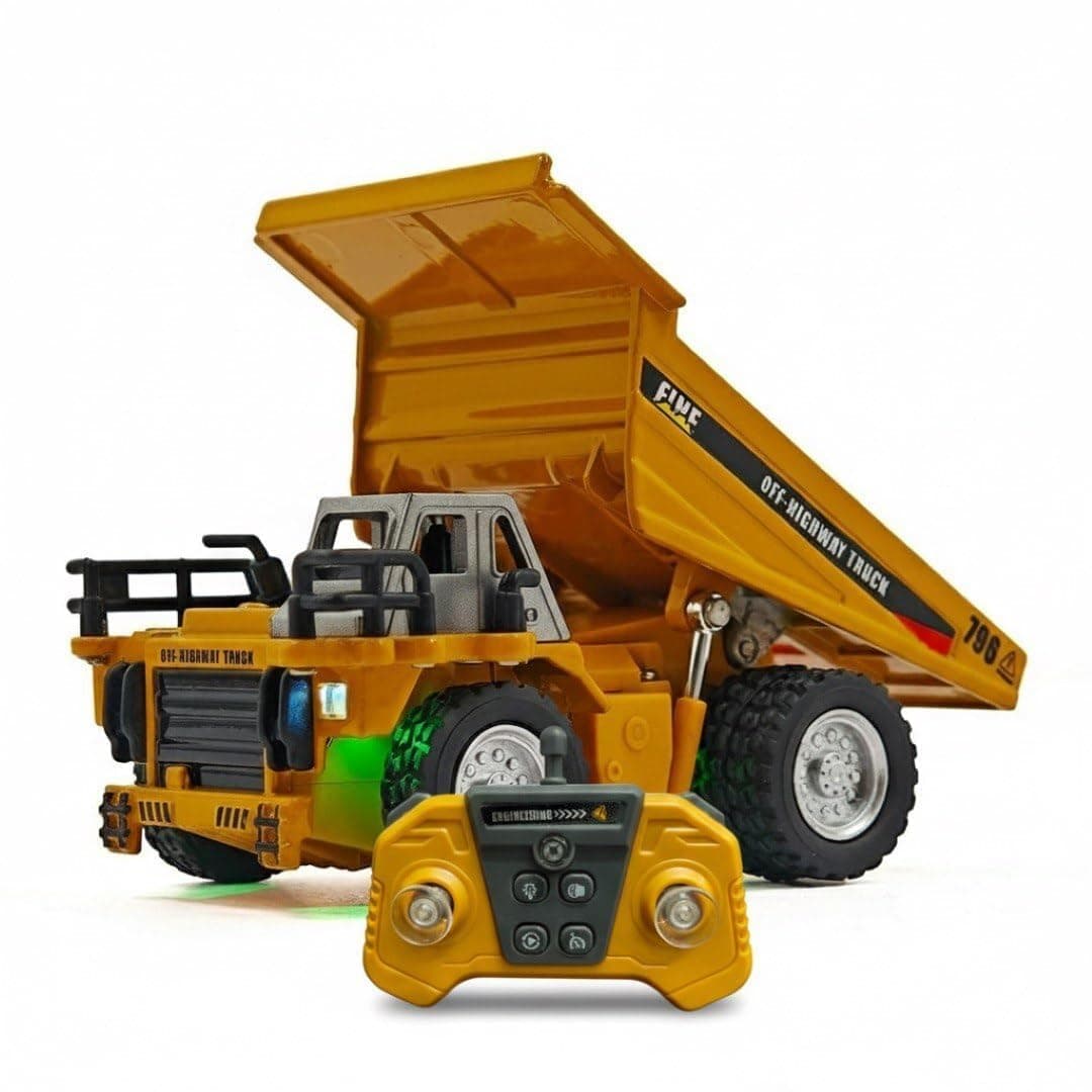 EXOMOON 1/64 Mini Alloy Remote Controlled Engineering Dump Truck