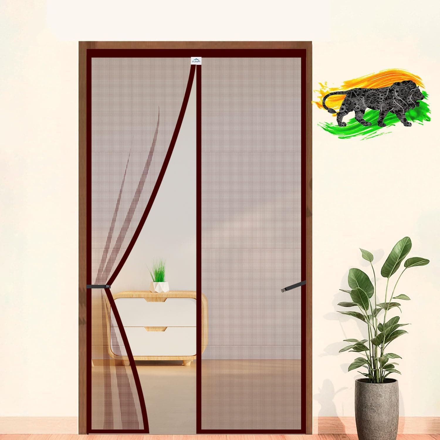 Magnetic Mesh Screen Door with Full Frame Hook-and-Loop
